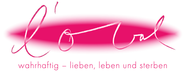 Ein rosafarbenes Logo mit dem Wort „Love“ darauf.